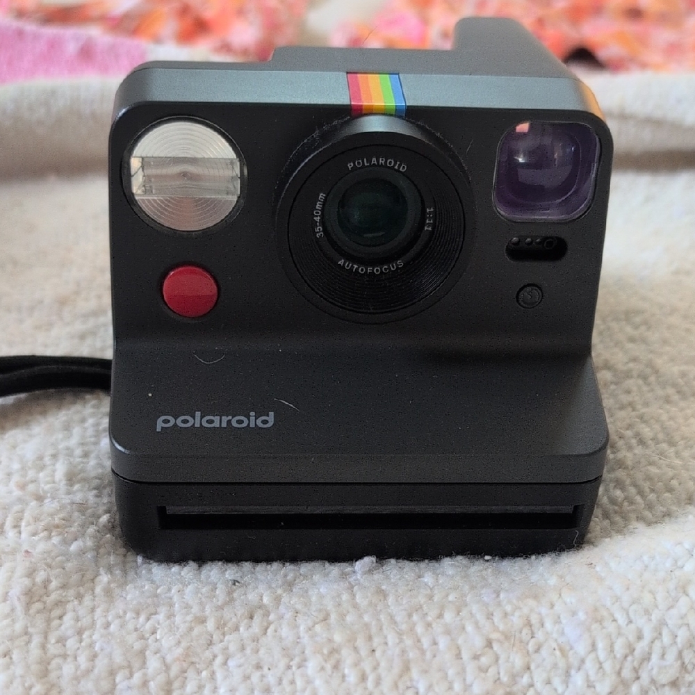 Polaroid Charcoal Instant Camera with Rainbow Stripe